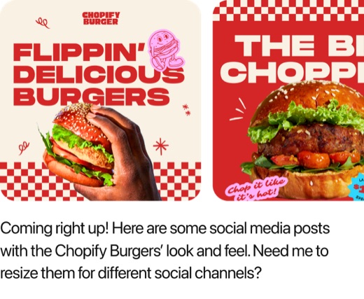 Canva social posts for Chopify Burger rendered inside ChatGPT