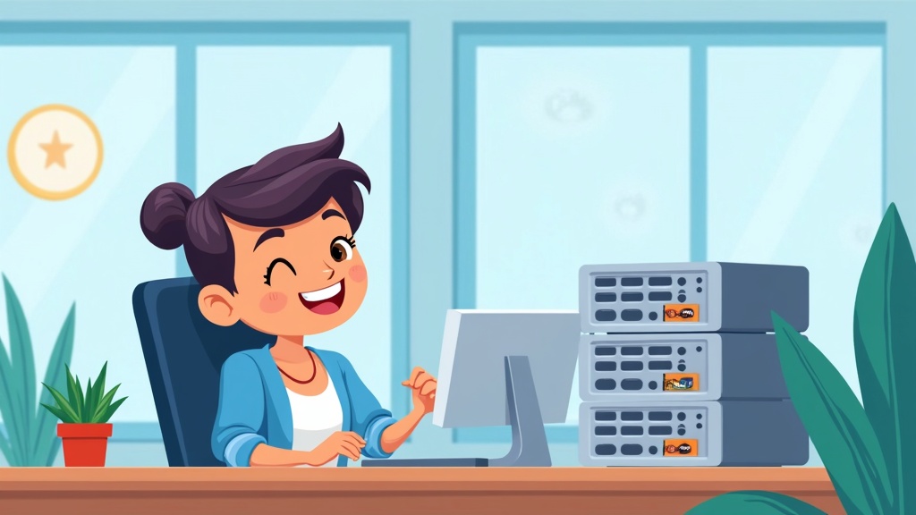 Cartoon illustration of a person setting up their first MCP server, happy expression