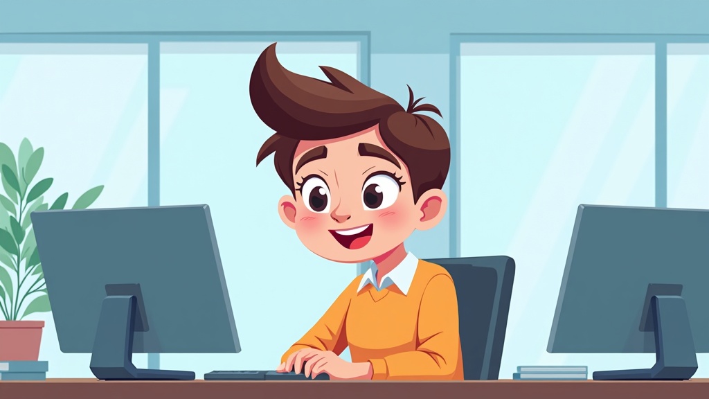 Cartoon illustration of a person using OpenAI search and fetch standard for MCP integration, happy expression